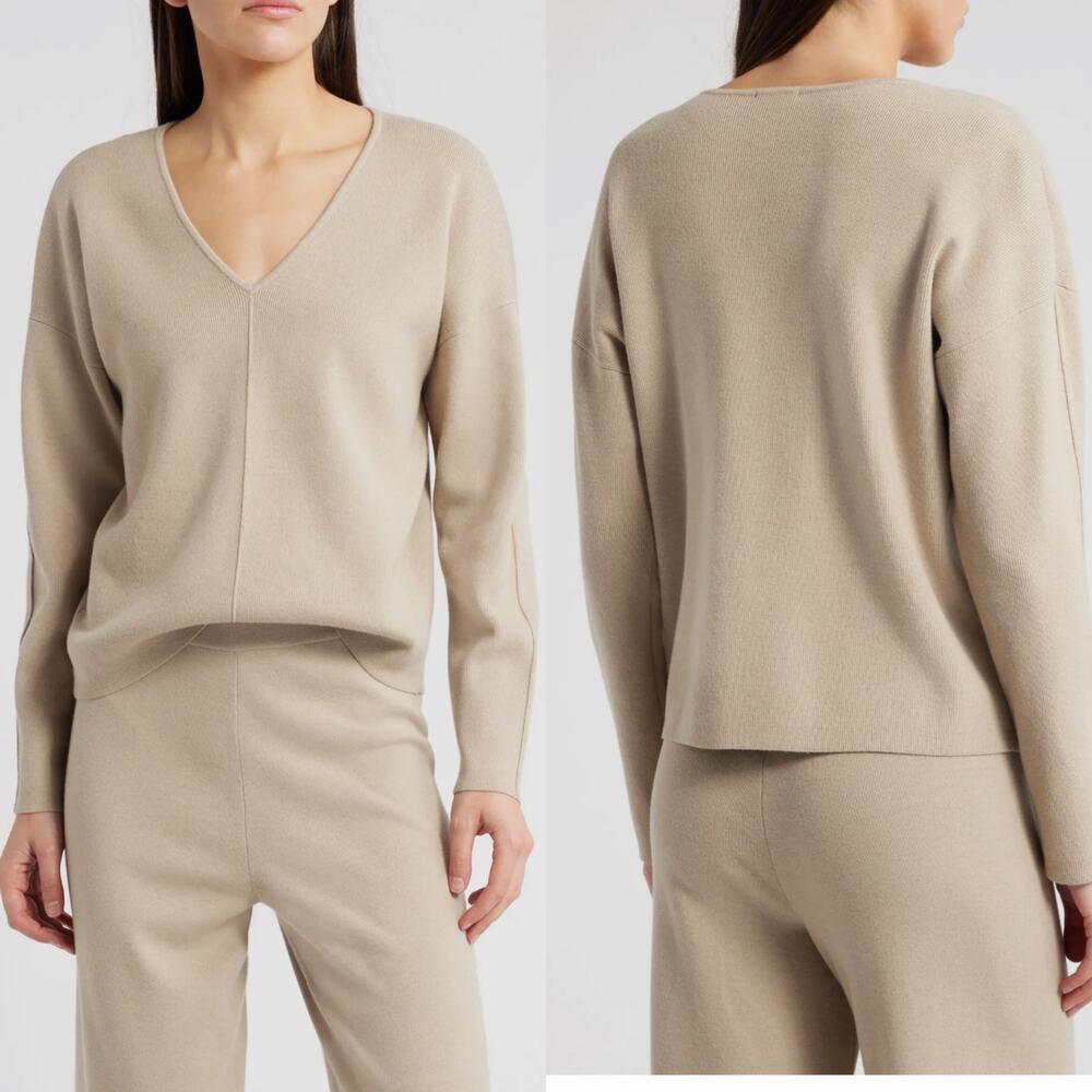 Rails Hollyn V-Neck Sweater Oatmeal Women's Size M
